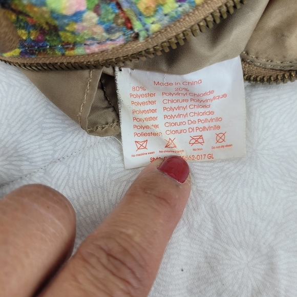 Oilily multi color artsy canvas bag  tan adjustable canvas strap blue pocket OS - Picture 8 of 16